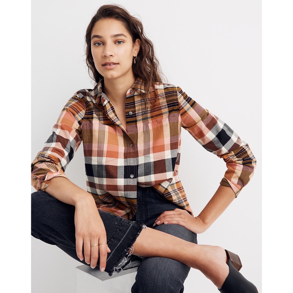 Madewell Seconda Plaid Classic Ex-Boyfriend Shirt Large
